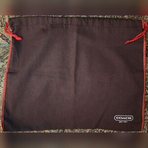 Coach Drawstring Dustbag Brown with Red Accents